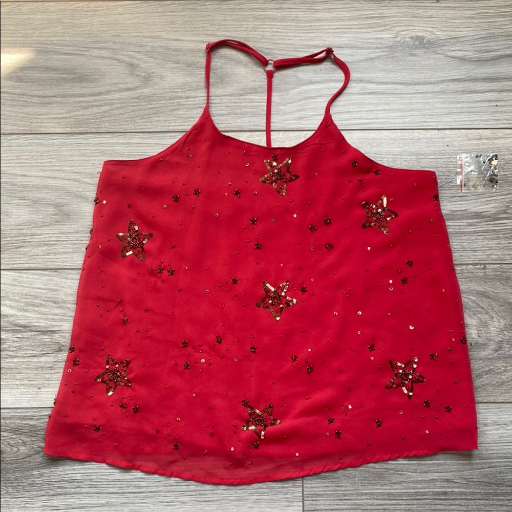 NWOT Free People Red Star Embellished Women's Top